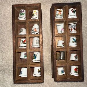 Set of 21 vintage Thimbles finger hats porcelain with flowers and animals prints